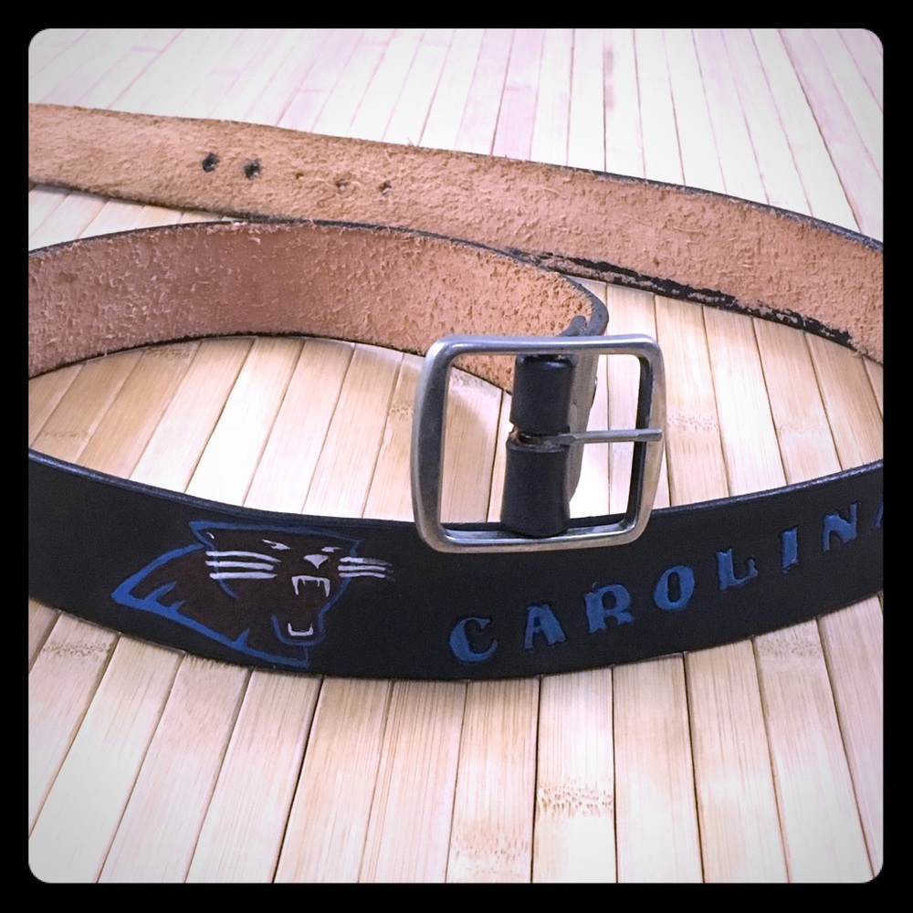Carolina Panthers leather belt black & blue
